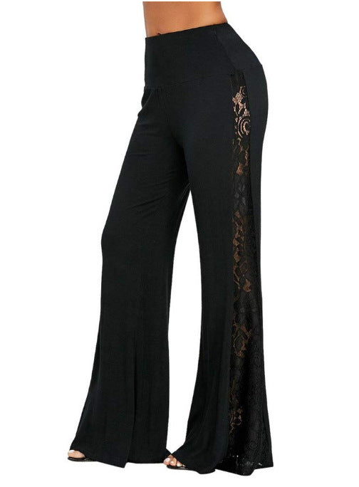 Women's Lace Stitching Wide-leg Casual Pants