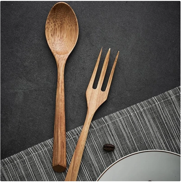 Japanese Style Wooden Spoon And Fork Set