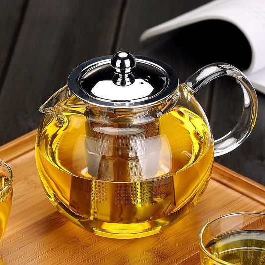 Thickened Flower Teapot Heat Resistant Glass Teapot