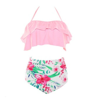 new bikini European and American sexy high waist split swimsuit digital printing bikini swimsuit