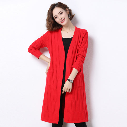 Sweater shawl solid color coat