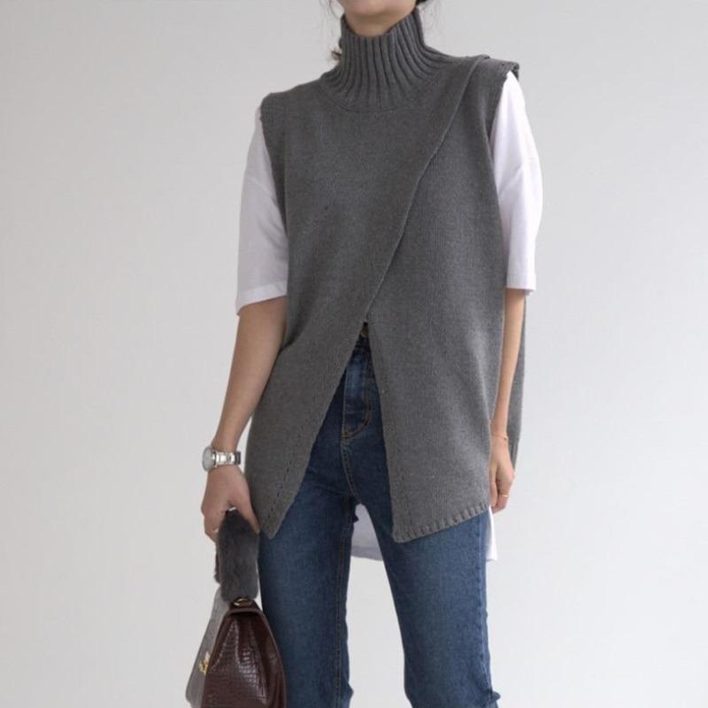 Turtleneck knitted vest vest sweater