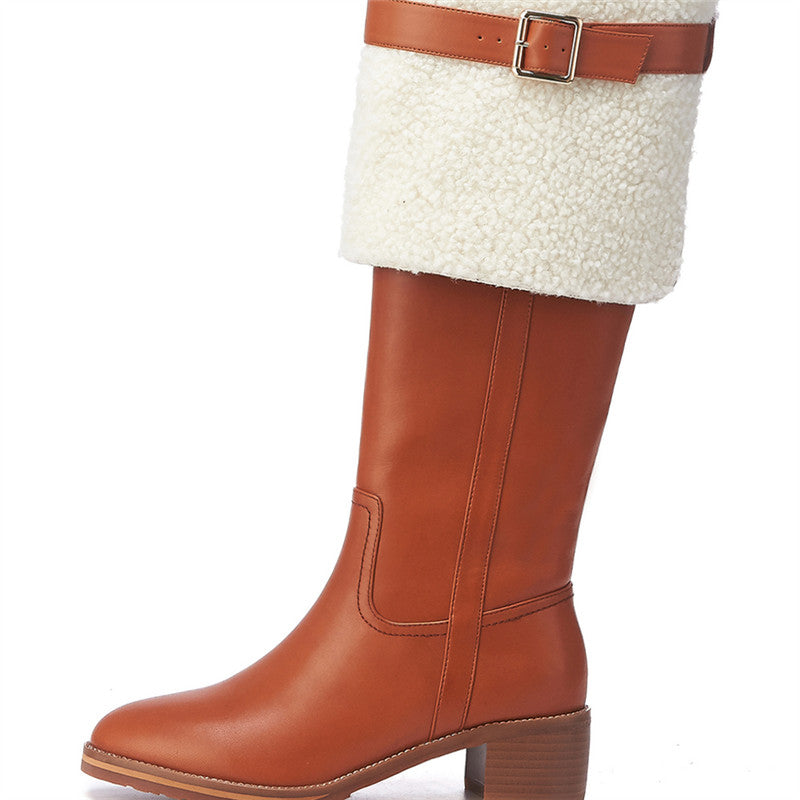 Women's wool lapel two wear high boots