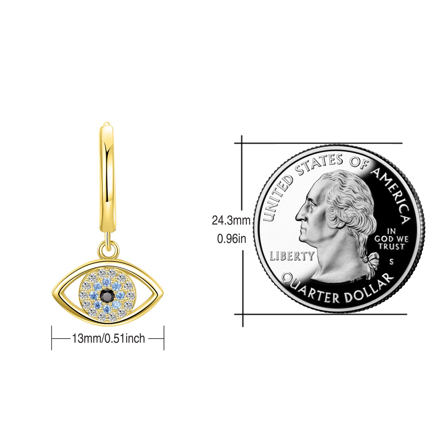 925 Sterling Silver Circle Drop Blue Eye Hipoalergiczne kolczyki Biżuteria Evil Eye