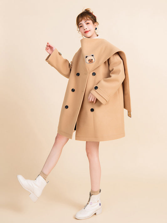 Designed shawl woolen coat