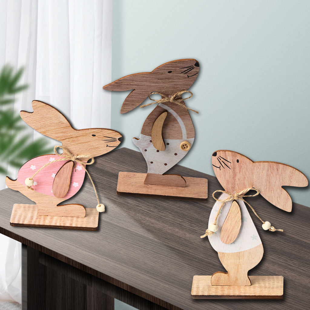 Creative Easter Bunny Woodwork Desktop Decoration