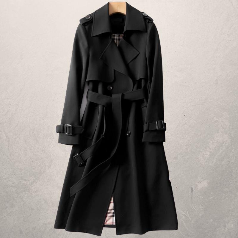 AutumnBreeze: Women's mid-length trench coat, an autumn long windbreaker for a stylish and comfortable look.