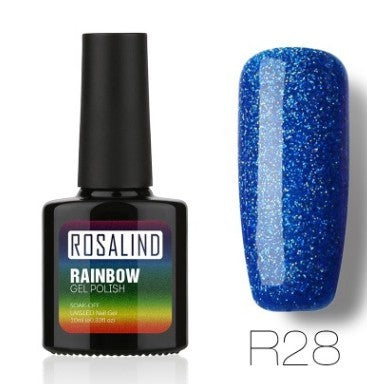 Nail free, long-lasting, non-toxic, nail polish, ROSALIND phototherapy glue, star studded rainbow system.