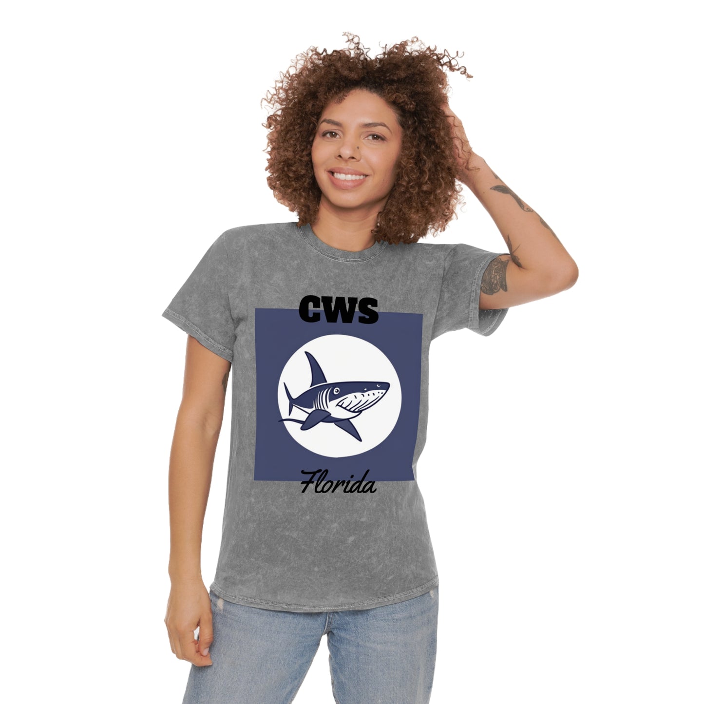 CWS Florida Gray Shark Unisex Mineral Wash T-Shirt By Cozy Winter Store ( ships within USA only)