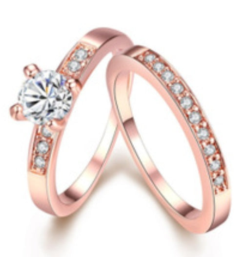 Rose gold ring with diamonds