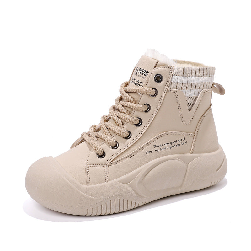 Fleecegefütterte High-Top-Freizeitschuhe für Damen im Herbst und Winter