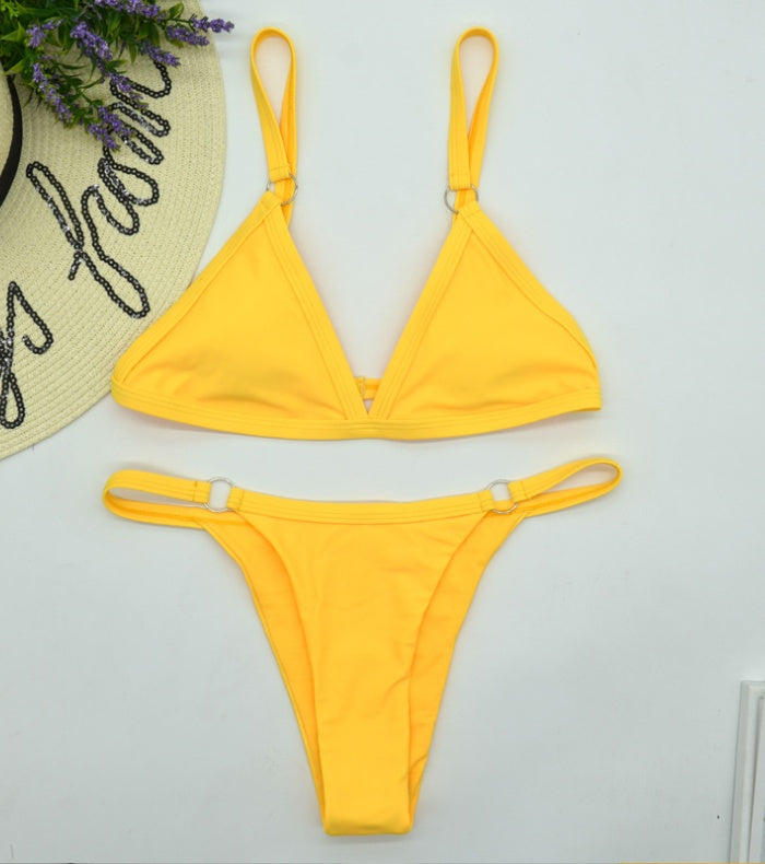 Solid color triangle bikini