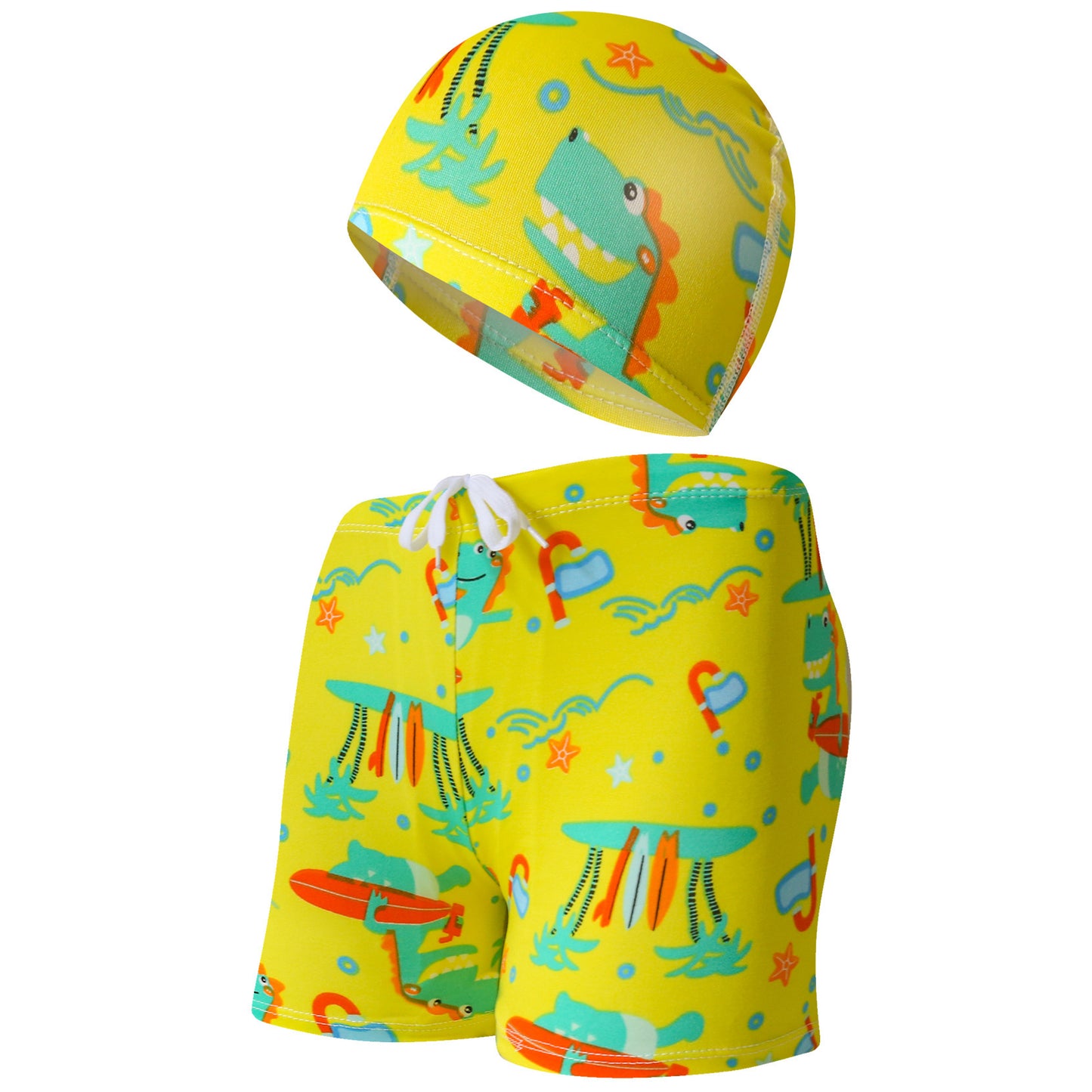 Summer Children's Cute Cartoon Beach Pants Swimming Cap Suit