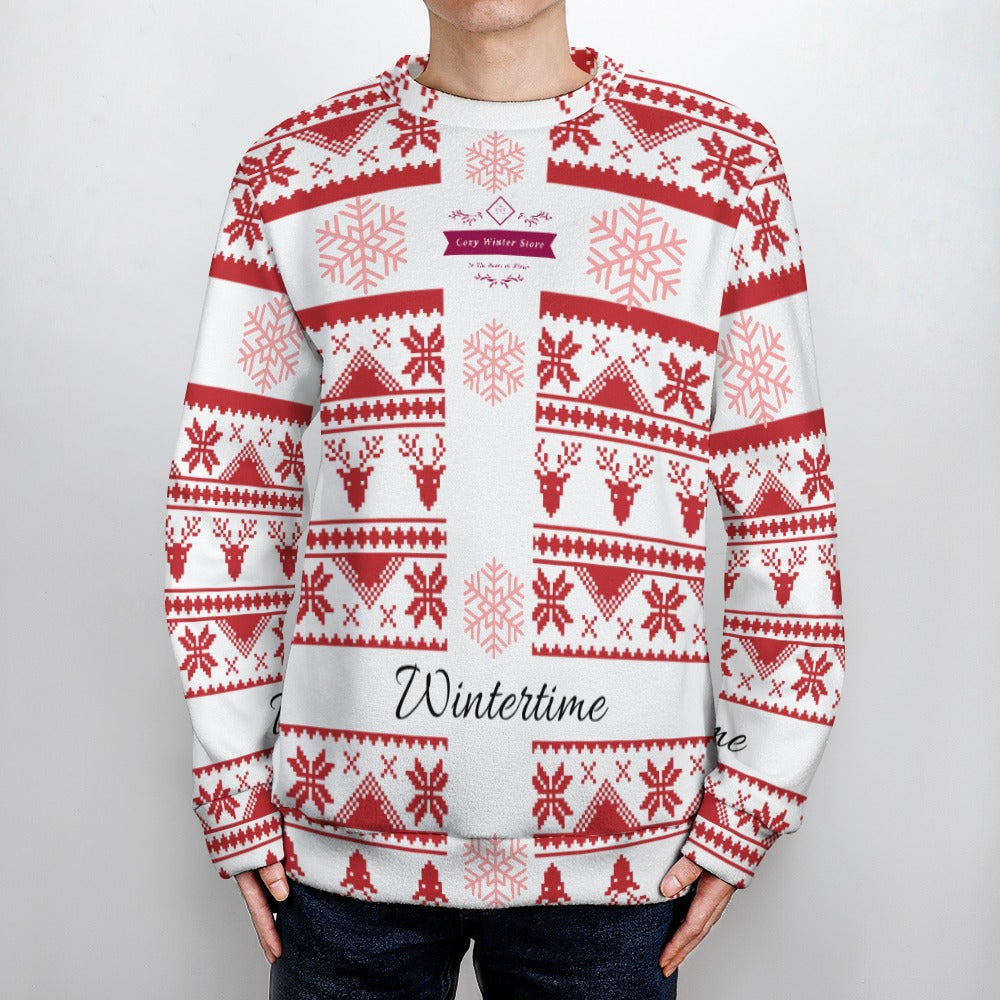 CWS Cozy Sweaters "WinterTime" Men's Crew Neck Scandinavian Style Festive Sweater by Cozy Winter Store