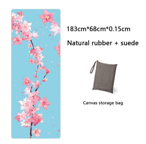 Natural Rubber Suede Yoga Mat Printed Folding