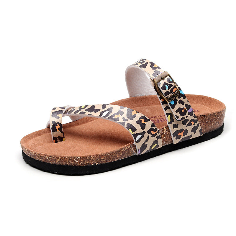 CorkCheetah: Stylish leopard-print cork slippers for a trendy look.