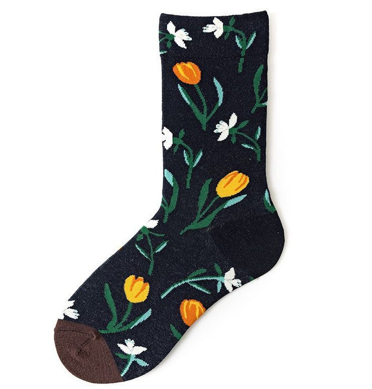 Trendy Mid-calf Artistic Illustration Socks