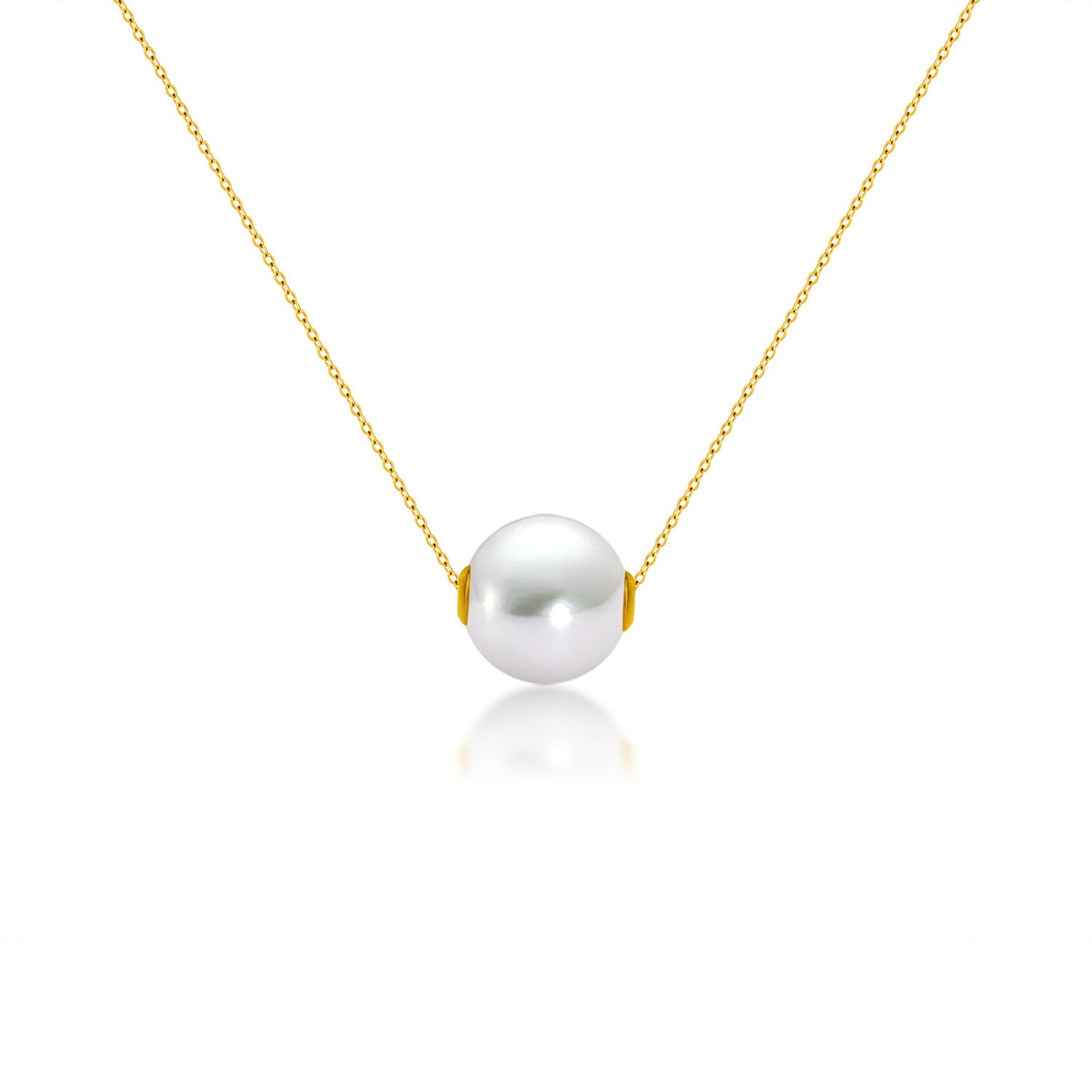 18K Gold Round Pearl Necklace Clavicle Chain