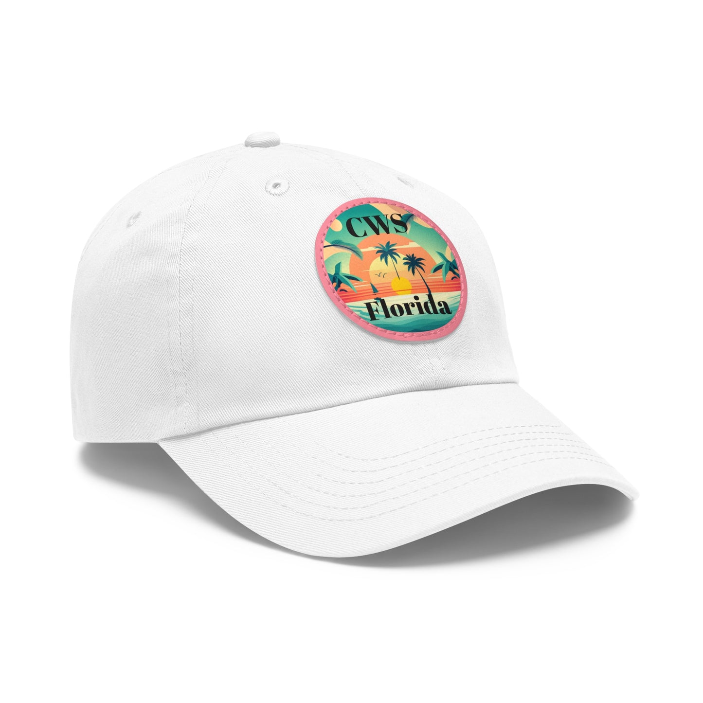 CWS Florida Palm Beach Dad Hat with Leather Patch (Round) By Cozy Winter Store (ships within USA only)