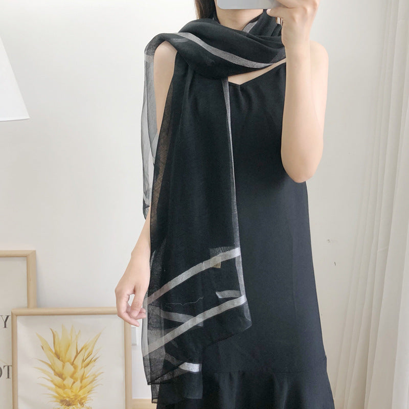 Silk wool long scarf shawl