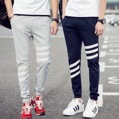 Fashion tide men's sports trousers Korean version of self-cultivation beam casual sports pants large size