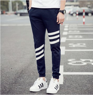 Fashion tide men's sports trousers Korean version of self-cultivation beam casual sports pants large size