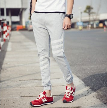 Fashion tide men's sports trousers Korean version of self-cultivation beam casual sports pants large size