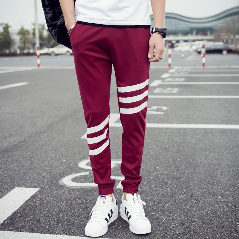 Fashion tide men's sports trousers Korean version of self-cultivation beam casual sports pants large size