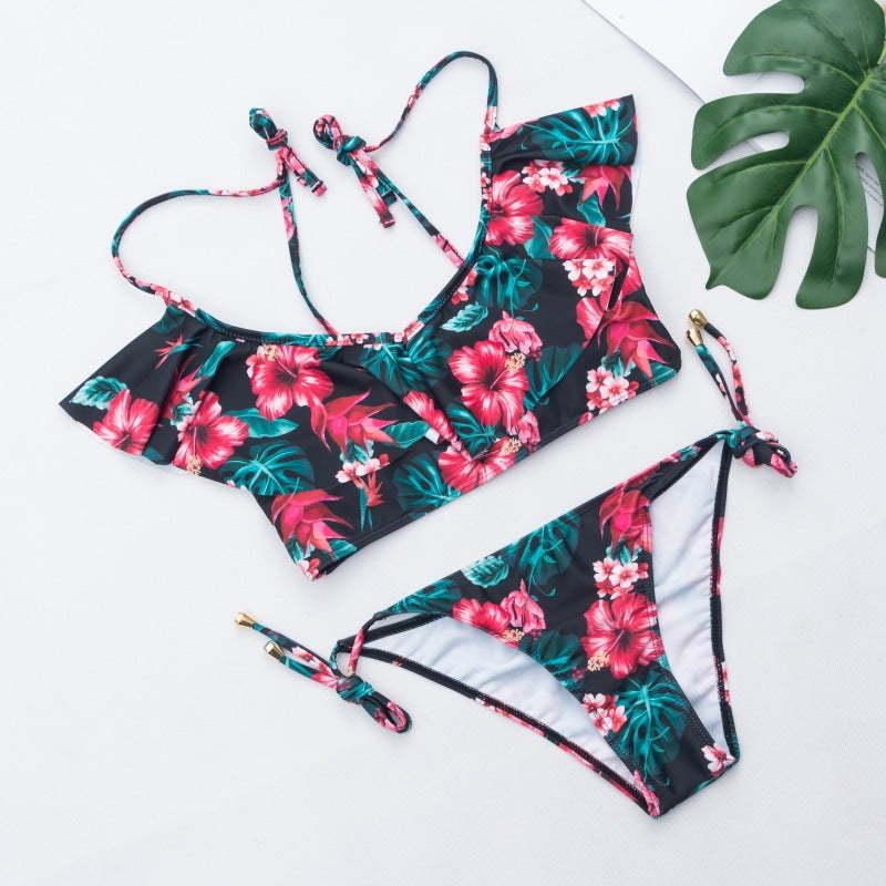 Split swimsuit sexy bikini print swimsuit