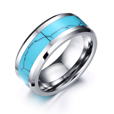 Turquoise tungsten steel ring