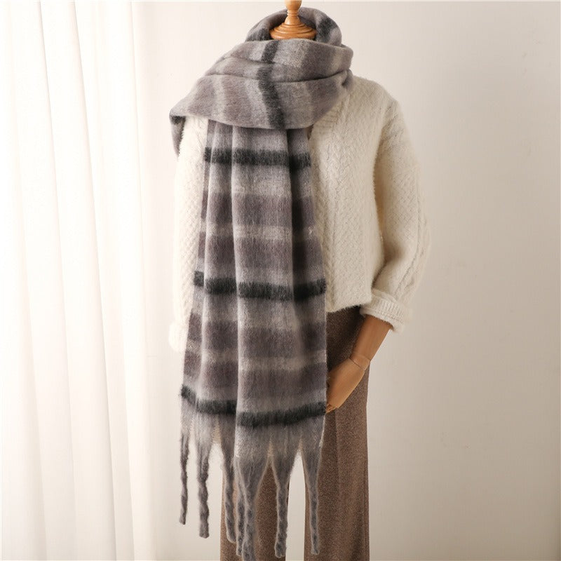 Thick beard striped scarf imitation cashmere winter new warm long tassel scarf for men and women scarf shawl