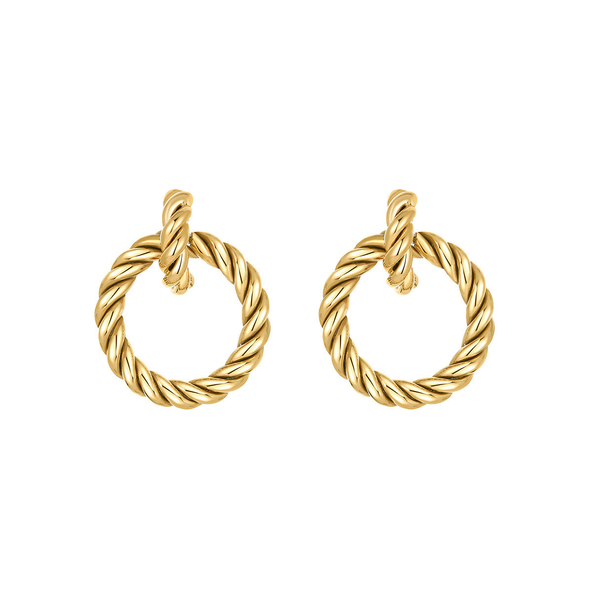 High-grade Titanium Steel Gold-plated Hollow Crescent Earrings