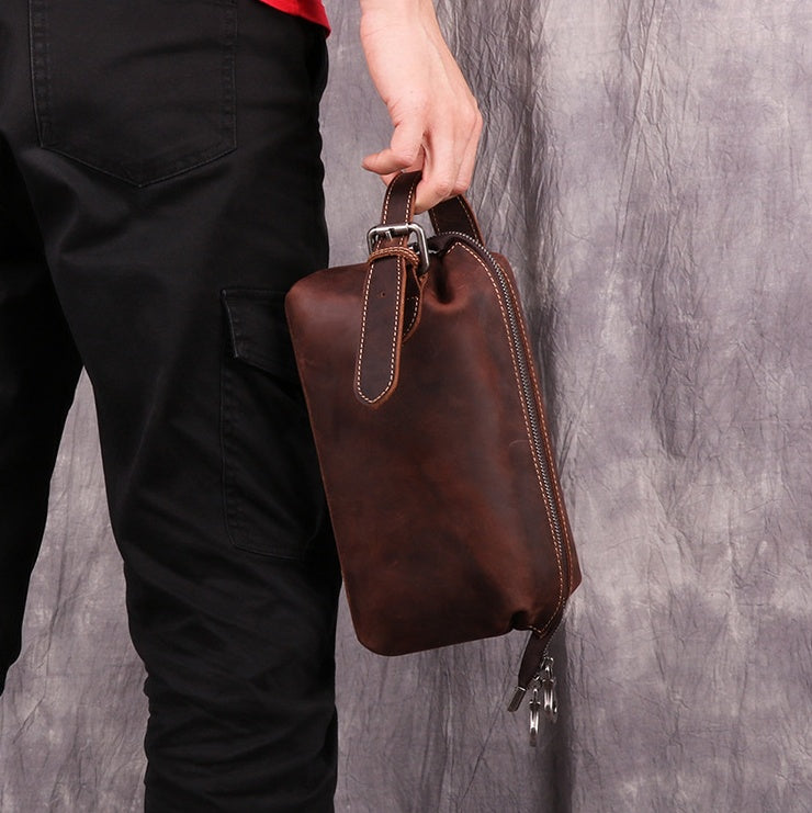 Fashionable Retro Leather Wash Multifunctional Storage Bag