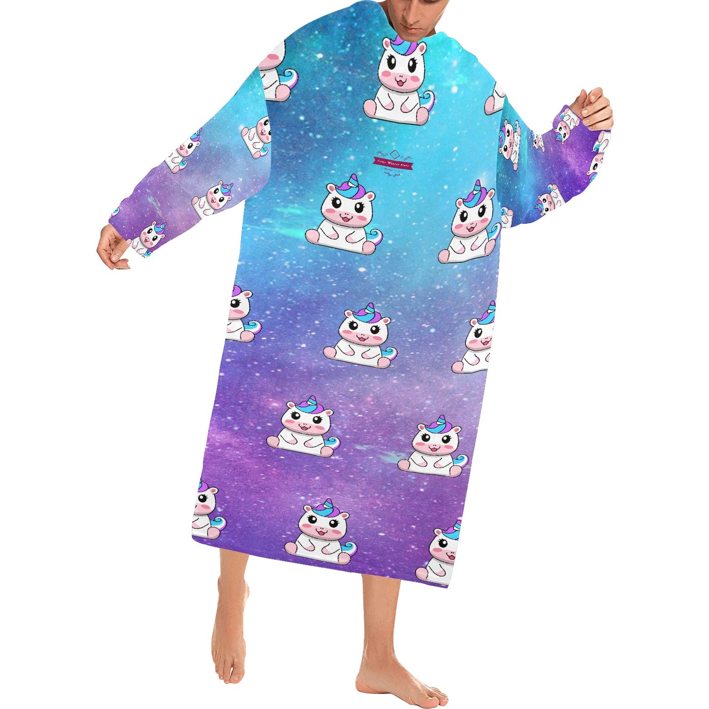 CWS Cozy Vibe Cartoon Cat  Blanket Robe with Sleeves for Adults by Cozy Winter Store