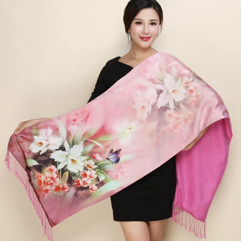 silk long silk shawl scarf