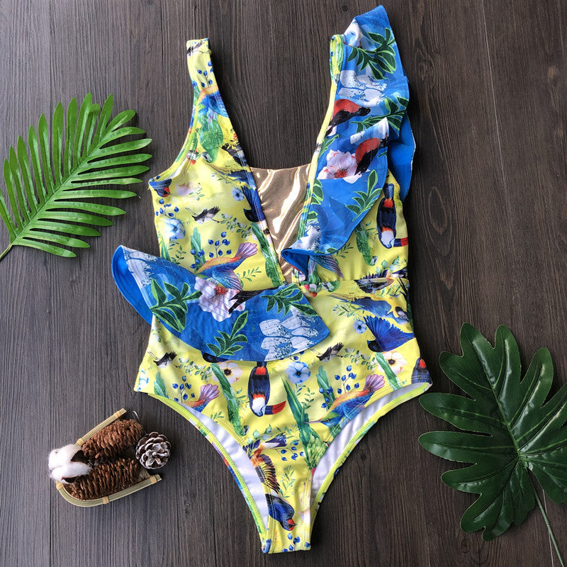 One-piece swimsuit bikini ruffle swimsuit