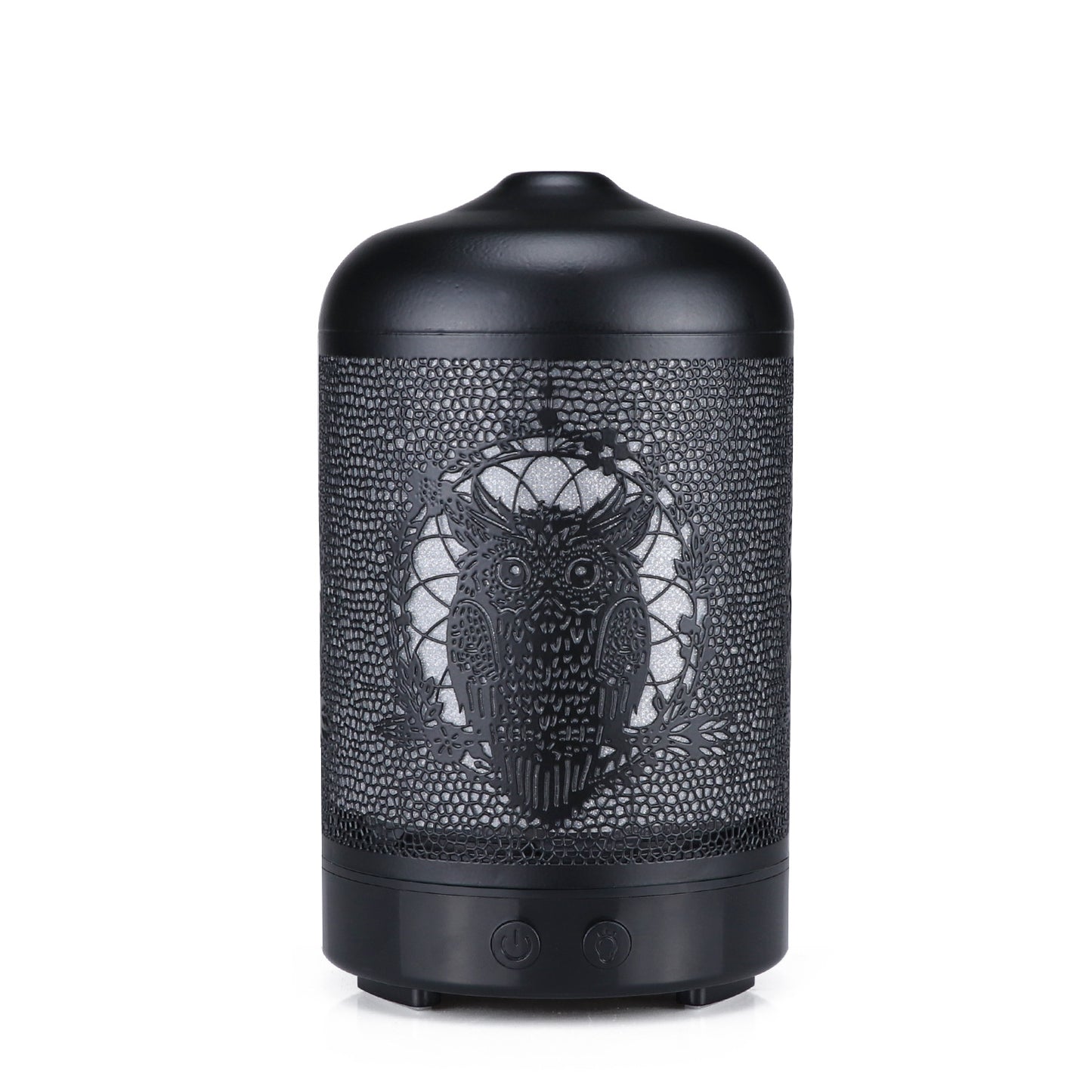 Iron Aroma Diffuser Colorful Night Light Ultrasonic Atomizer Hollow Owl Essential Oil Humidifier