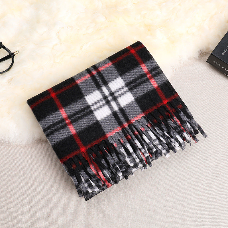 Autumn And Winter Classic Plaid Double-sided Velvet Gift Men's Warm Scarf Women's Shawl