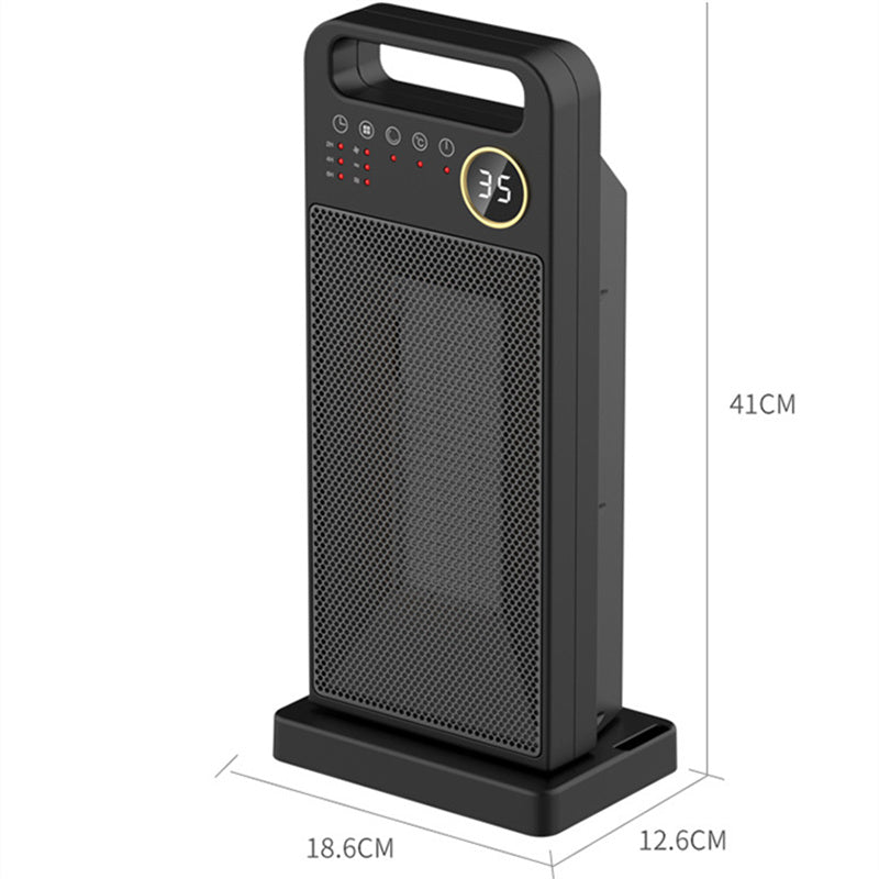 TouchHeat Pro: PTC-Elektroheizung mit Fernbedienung, Touchscreen, vertikalem Design und 120-Grad-Schüttelkopf.