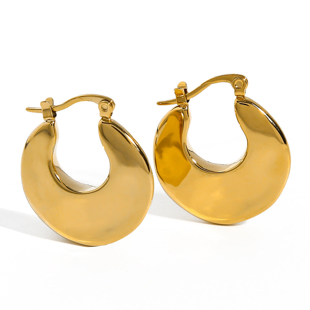 High-grade Titanium Steel Gold-plated Hollow Crescent Earrings