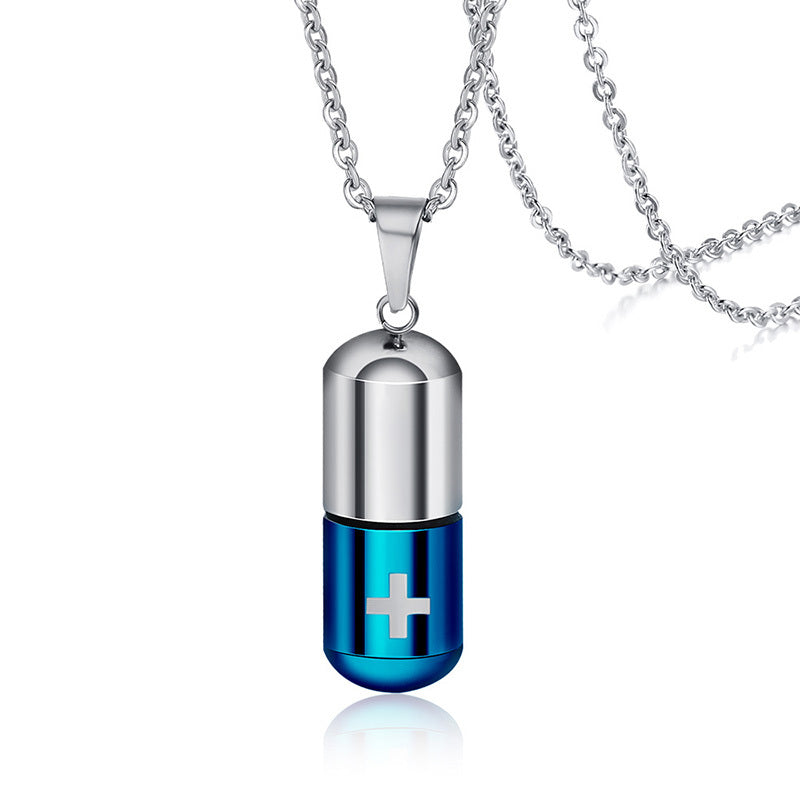 Essence Elysium: Stainless Steel Cylindrical Perfume Bottle Pendant.