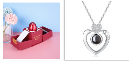 Heiße Valentinstag Geschenke Metall Rose Schmuck Geschenk-Box Halskette für Hochzeit Freundin Halskette Geschenke