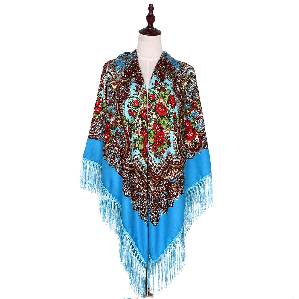 Vintage Twill Tassel Ethnic Style Shawl