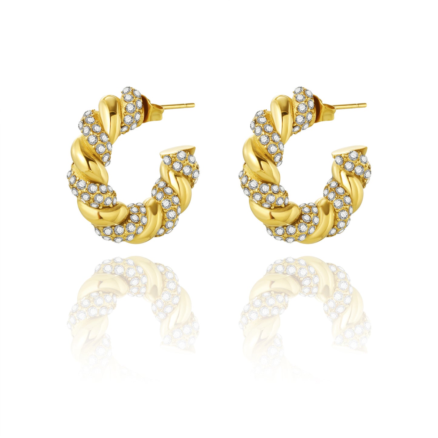 High-grade Titanium Steel Gold-plated Hollow Crescent Earrings