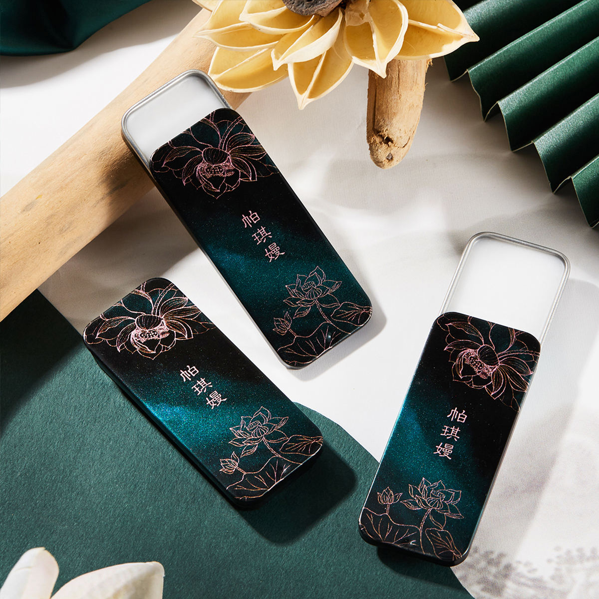 Experience the Tranquility of Lotus Pond Moonlight with our Portable Pocket Perfume Solid Balm by Essence Elysium.