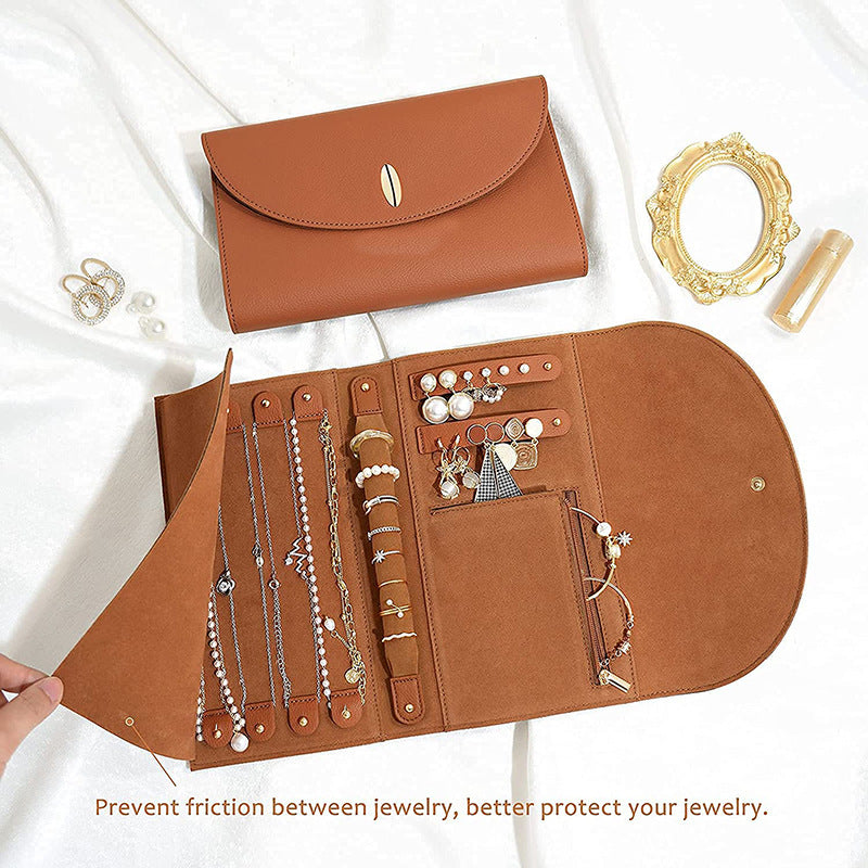 LunaLuxe: Your portable, roll-able Leather Jewelry Bag. Store your treasures stylishly on the go.