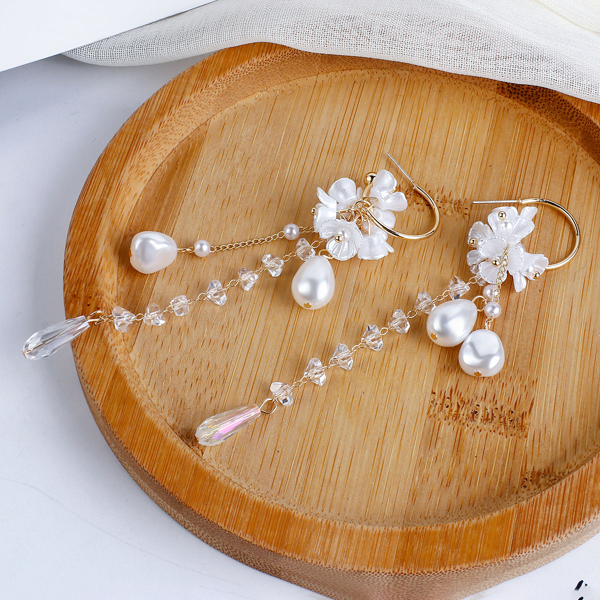 925 Silver Needle Korean Version Flower Pearl Earrings