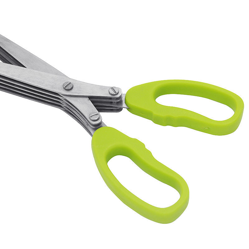 Kitchen Broken Chopped Green Onion Scissors Multi-purpose Stainless Steel Five-layer Scissors Shredding Scissors Five-layer Seaweed Broken Multi-layer Scissors