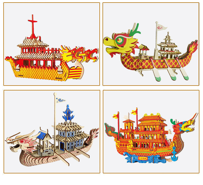 Wooden Pirate Ship Assembled Model Decorative Toys