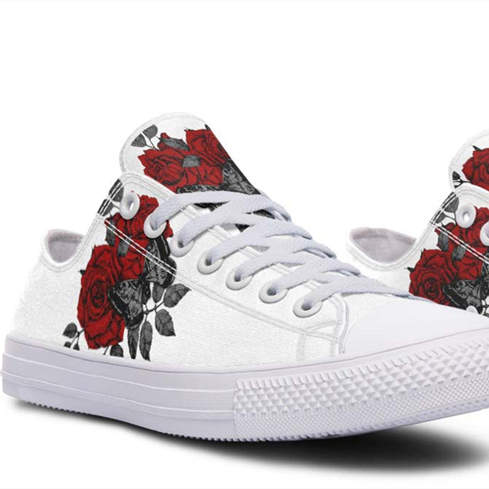 UrbanKIck Red Rose Fashion Print Couple Low-Top Canvas Shoes